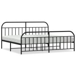 vidaXL Estructura de cama cabecero y pie de cama metal negro 200x200cm
