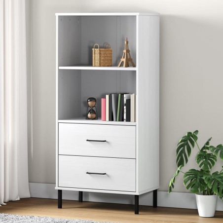 vidaXL Librería con 2 cajones OSLO madera maciza blanco 60x35x128,5 cm
