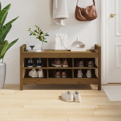 vidaXL Banco de recibidor madera maciza pino marrón miel 110x40x60 cm