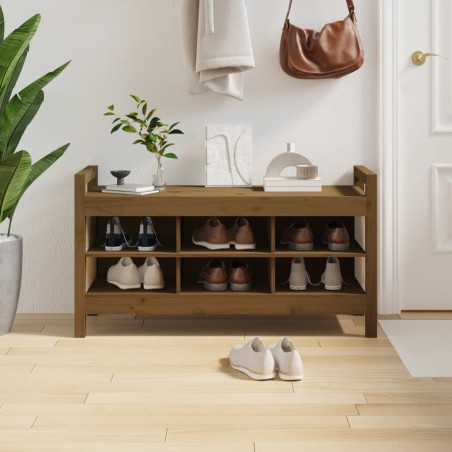 vidaXL Banco de recibidor madera maciza pino marrón miel 110x40x60 cm