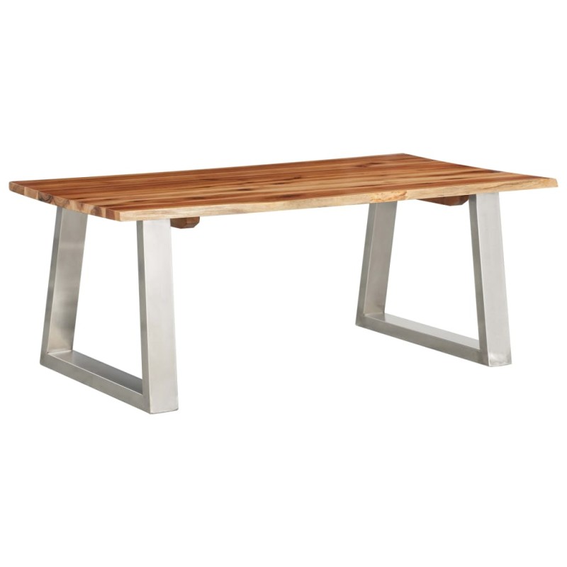 vidaXL Mesa de centro madera de acacia y acero inoxidable 100x60x40cm vidaXL Mesa de centro madera de acacia y acero inoxidable 100x60x40cm