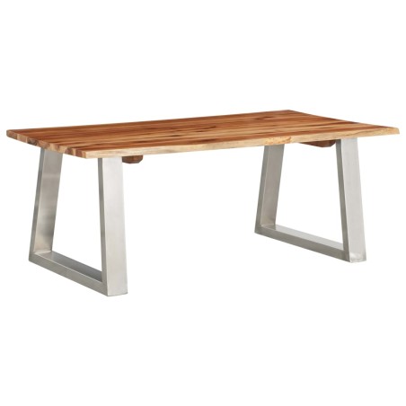 vidaXL Mesa de centro madera de acacia y acero inoxidable 100x60x40cm 