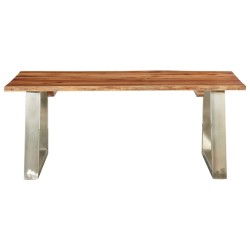 vidaXL Mesa de centro madera de acacia y acero inoxidable 100x60x40cm 