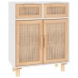 vidaXL Aparador madera maciza pino y ratán natural blanco 60x30x75 cm vidaXL Aparador madera maciza pino y ratán natural blanco 60x30x75 cm