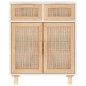 vidaXL Aparador madera maciza pino y ratán natural blanco 60x30x75 cm vidaXL Aparador madera maciza pino y ratán natural blanco 60x30x75 cm