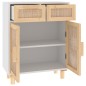 vidaXL Aparador madera maciza pino y ratán natural blanco 60x30x75 cm vidaXL Aparador madera maciza pino y ratán natural blanco 60x30x75 cm