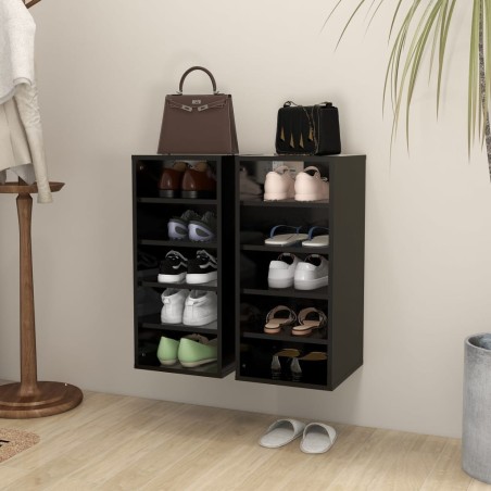 vidaXL Muebles zapateros 2 uds madera contrachapada negro 31,5x35x70cm