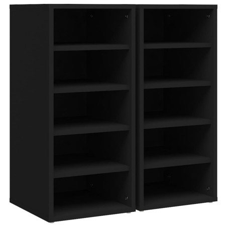 vidaXL Muebles zapateros 2 uds madera contrachapada negro 31,5x35x70cm