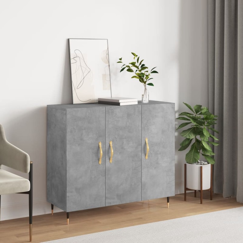 vidaXL Aparador de madera de ingeniería gris hormigón 90x34x80 cm vidaXL Aparador de madera de ingeniería gris hormigón 90x34x80 cm