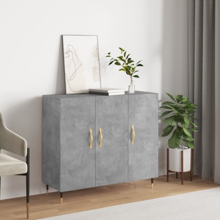 vidaXL Aparador de madera de ingeniería gris hormigón 90x34x80 cm
