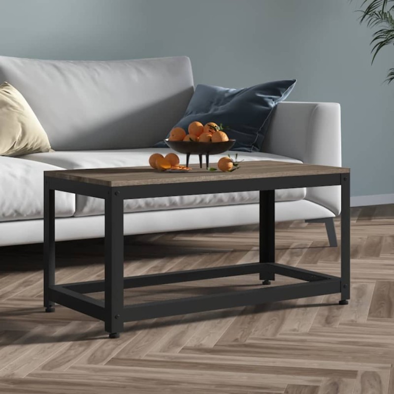 vidaXL Mesita auxiliar MDF y hierro gris y negro 90x45x45 cm vidaXL Mesita auxiliar MDF y hierro gris y negro 90x45x45 cm