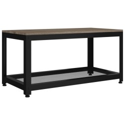 vidaXL Mesita auxiliar MDF y hierro gris y negro 90x45x45 cm