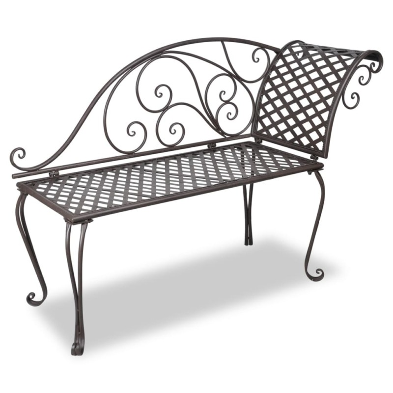 vidaXL Banco tumbona de jardín acero marrón envejecido 128 cm vidaXL Banco tumbona de jardín acero marrón envejecido 128 cm