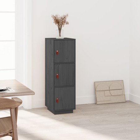 vidaXL Aparador alto de madera maciza de pino gris 34x40x108,5 cm