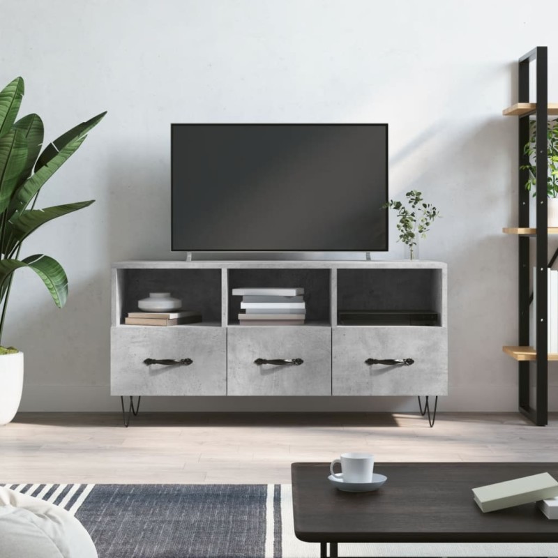 vidaXL Mueble de TV madera de ingeniería gris hormigón 102x36x50 cm vidaXL Mueble de TV madera de ingeniería gris hormigón 102x36x50 cm