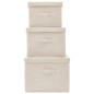 vidaXL Juego de cajas de almacenaje apilables 3 uds tela color crema vidaXL Juego de cajas de almacenaje apilables 3 uds tela color crema