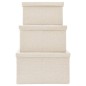 vidaXL Juego de cajas de almacenaje apilables 3 uds tela color crema vidaXL Juego de cajas de almacenaje apilables 3 uds tela color crema