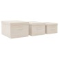 vidaXL Juego de cajas de almacenaje apilables 3 uds tela color crema vidaXL Juego de cajas de almacenaje apilables 3 uds tela color crema
