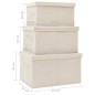 vidaXL Juego de cajas de almacenaje apilables 3 uds tela color crema vidaXL Juego de cajas de almacenaje apilables 3 uds tela color crema