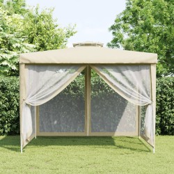 vidaXL Cenador con doble techo tela crema 3x3x2,68 m