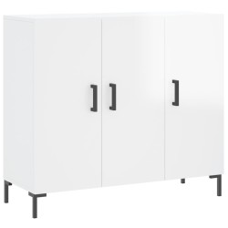 vidaXL Aparador de madera de ingeniería blanco brillo 90x34x80 cm