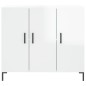 vidaXL Aparador de madera de ingeniería blanco brillo 90x34x80 cm vidaXL Aparador de madera de ingeniería blanco brillo 90x34x80 cm