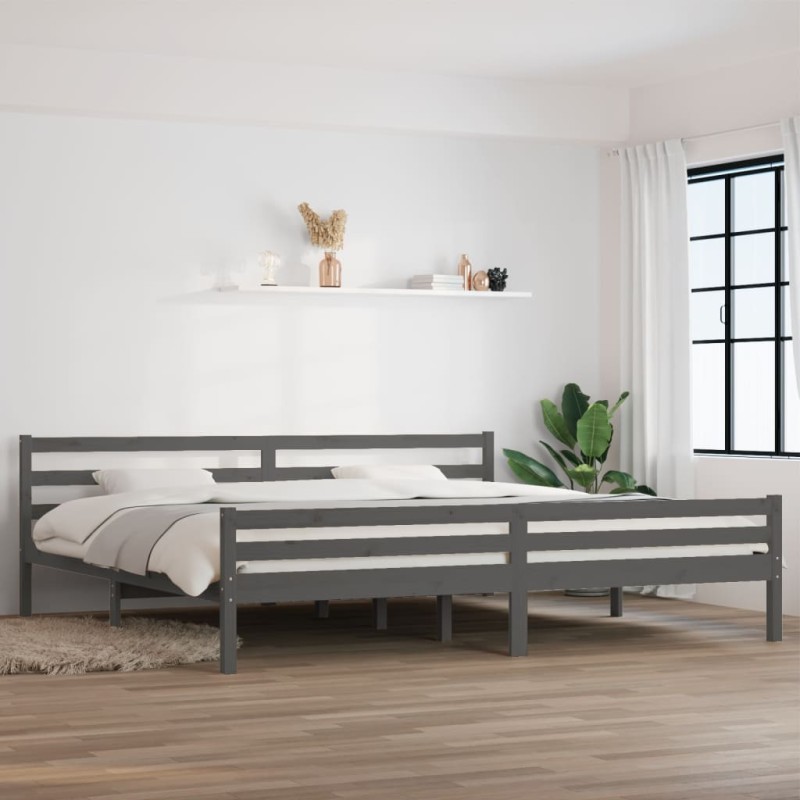 vidaXL Estructura de cama madera maciza gris 200x200 cm