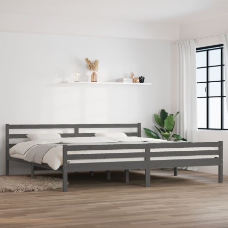 vidaXL Estructura de cama madera maciza gris 200x200 cm