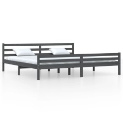 vidaXL Estructura de cama madera maciza gris 200x200 cm
