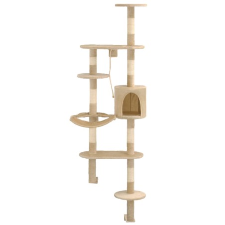 vidaXL Rascador de gatos de pared con poste de sisal 194 cm beige