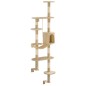 vidaXL Rascador de gatos de pared con poste de sisal 194 cm beige vidaXL Rascador de gatos de pared con poste de sisal 194 cm beige