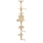 vidaXL Rascador de gatos de pared con poste de sisal 194 cm beige vidaXL Rascador de gatos de pared con poste de sisal 194 cm beige