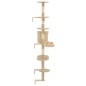 vidaXL Rascador de gatos de pared con poste de sisal 194 cm beige vidaXL Rascador de gatos de pared con poste de sisal 194 cm beige
