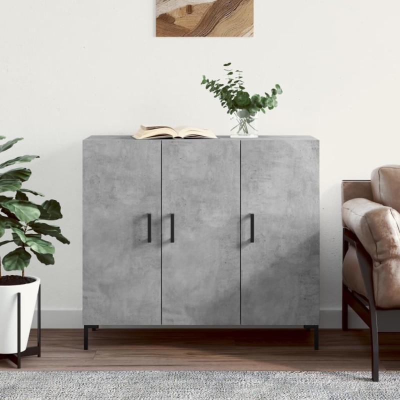 vidaXL Aparador de madera de ingeniería gris hormigón 90x34x80 cm vidaXL Aparador de madera de ingeniería gris hormigón 90x34x80 cm