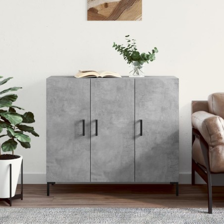vidaXL Aparador de madera de ingeniería gris hormigón 90x34x80 cm