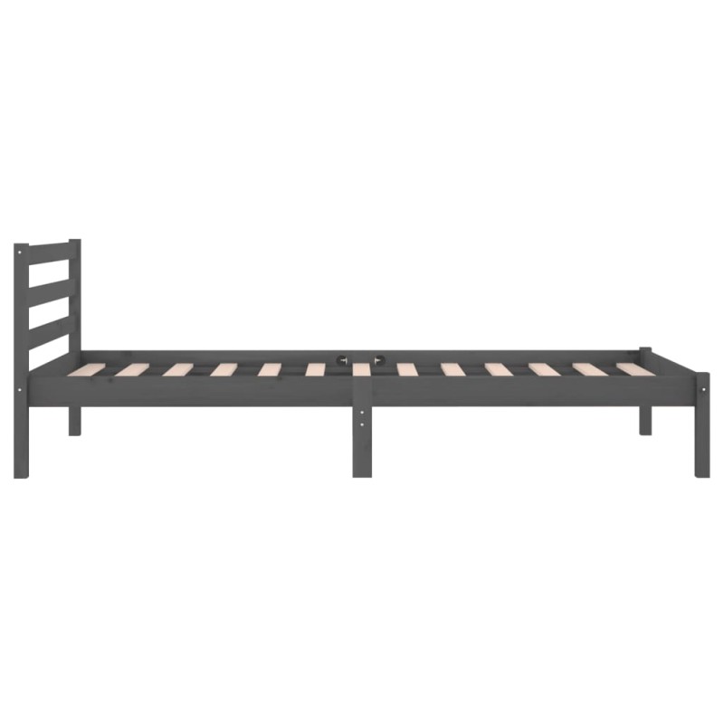 vidaXL Estructura de cama madera maciza de pino gris 90x200 cm
