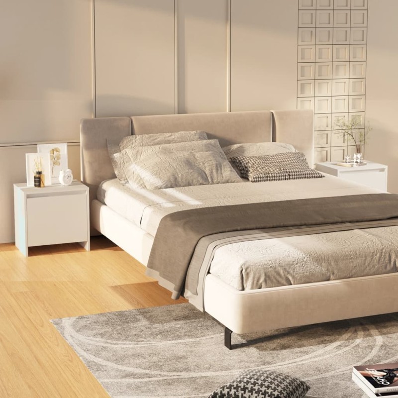vidaXL Mesitas de noche 2 uds madera ingeniería blanco 45x34x44,5 cm vidaXL Mesitas de noche 2 uds madera ingeniería blanco 45x34x44,5 cm