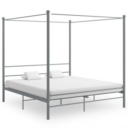 vidaXL Estructura de cama con dosel metal gris 180x200 cm 