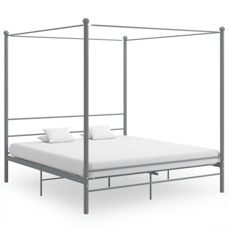 vidaXL Estructura de cama con dosel metal gris 180x200 cm 