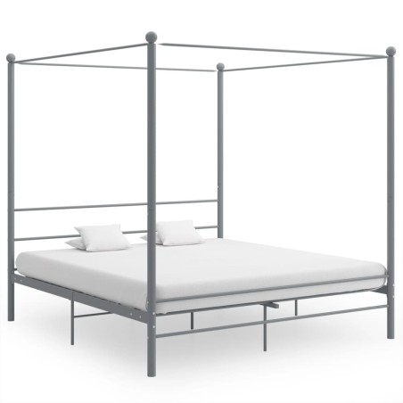 vidaXL Estructura de cama con dosel metal gris 180x200 cm 