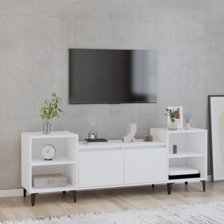 vidaXL Mueble para TV madera contrachapada blanco 160x35x55 cm