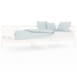 vidaXL Sofá cama madera maciza de pino blanco 90x200 cm