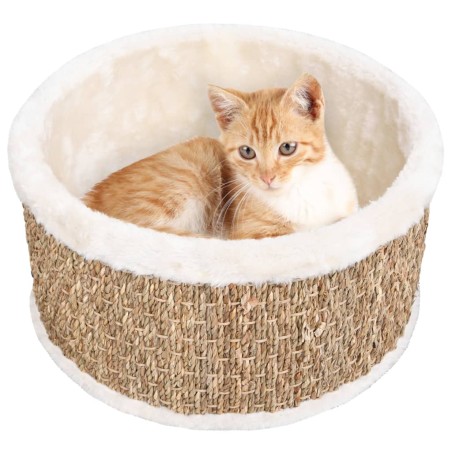 vidaXL Cesta redonda para gatos 36 cm hierba marina 