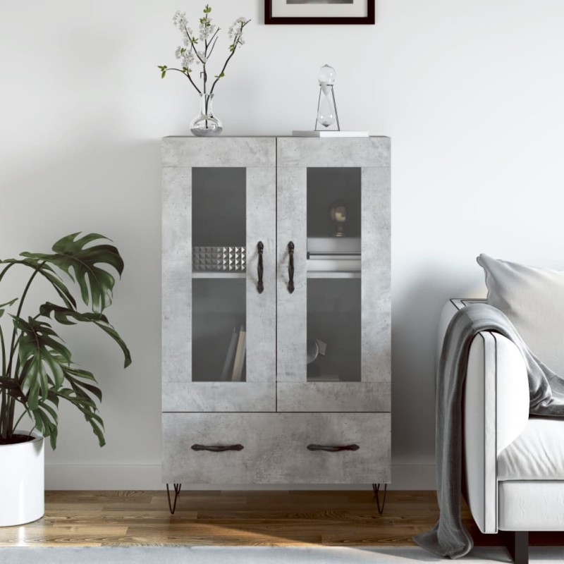vidaXL Aparador alto madera de ingeniería gris hormigón 69,5x31x115 cm