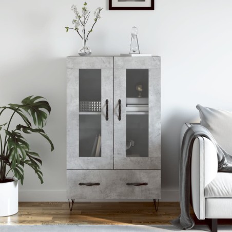 vidaXL Aparador alto madera de ingeniería gris hormigón 69,5x31x115 cm