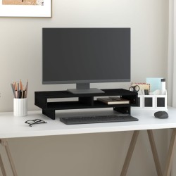 vidaXL Soporte para monitor madera maciza de pino negro 60x27x14 cm