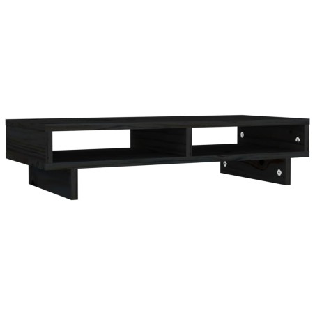 vidaXL Soporte para monitor madera maciza de pino negro 60x27x14 cm
