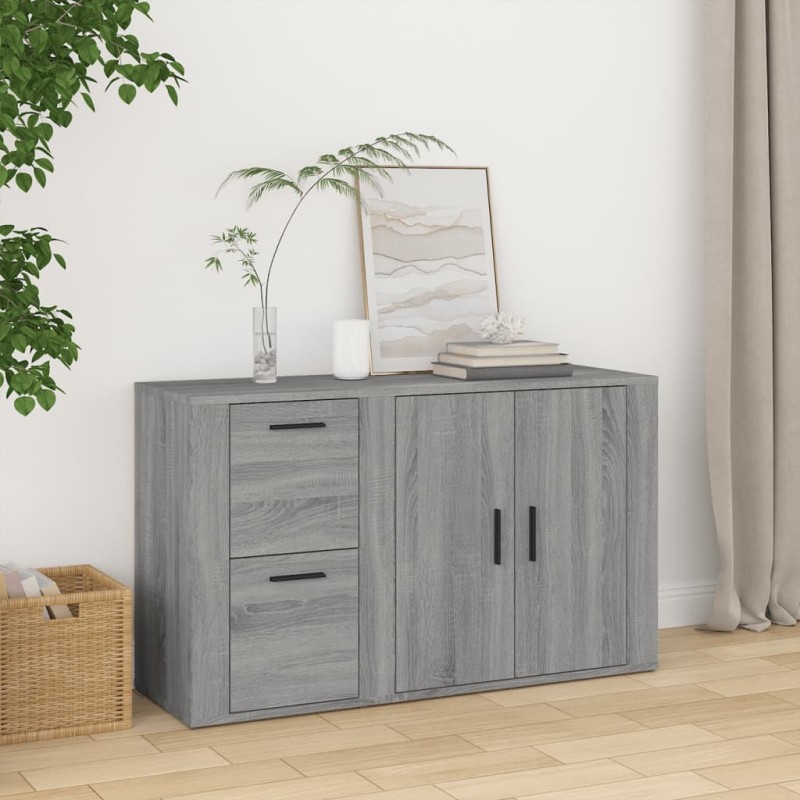 vidaXL Aparador de madera contrachapada gris Sonoma 100x33x59,5 cm
