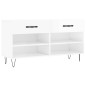vidaXL Banco zapatero madera de ingeniería blanco brillo 102x35x55 cm