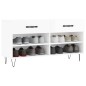 vidaXL Banco zapatero madera de ingeniería blanco brillo 102x35x55 cm